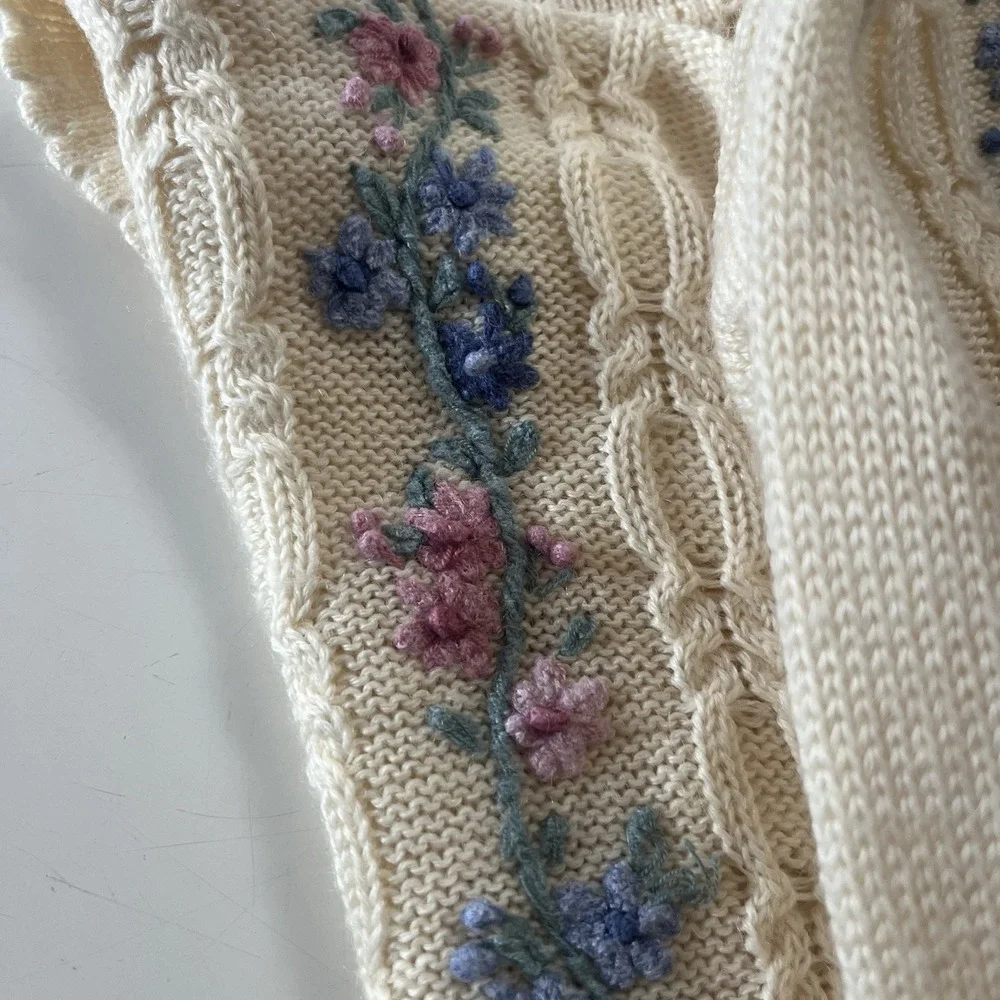 Vintage Alfred Dunner Pullover Sweater Women's Size Large Floral Embellished - Picture 10 of 10